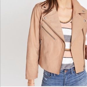 Madewell Blush Nude Cropped Leather Swing Jacket Size Medium